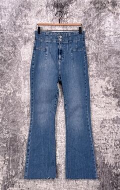 Free People Jeans 29 Womens Jayde High Rise Flare Leg Raw Hem